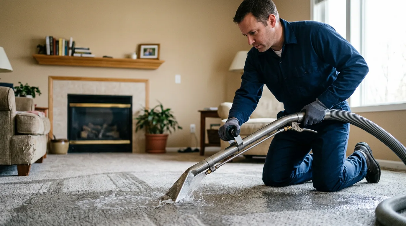 Water damage restoration technician working near Loretto, MN